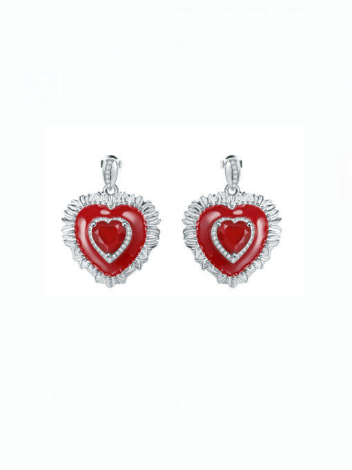 925 Sterling Silver Carnelian Heart Minimalist Stud Earring