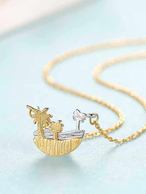 925 Sterling Silver Simple two-color plating irregular pendant Necklace