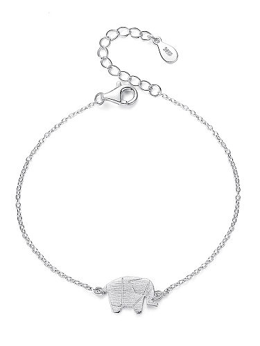 Pulseira de link minimalista elefante de prata esterlina 925