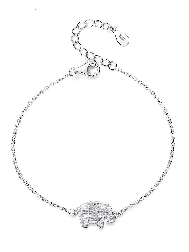 Pulseira de link minimalista elefante de prata esterlina 925