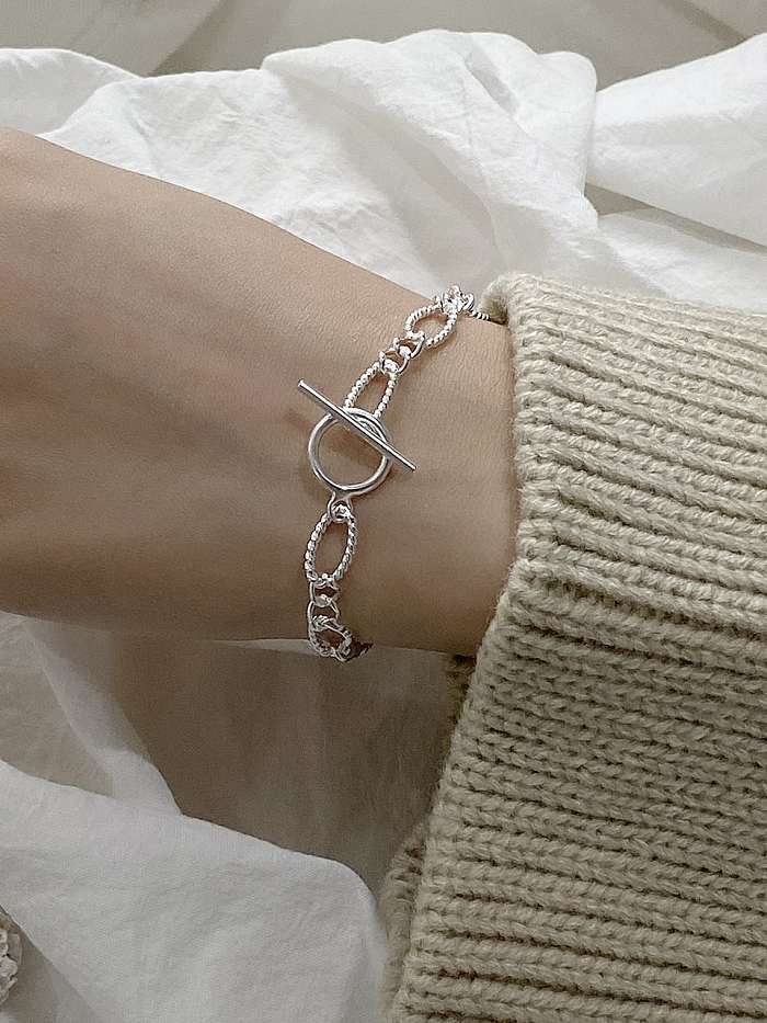 925 Sterling Silver Irregular Minimalist Link Bracelet