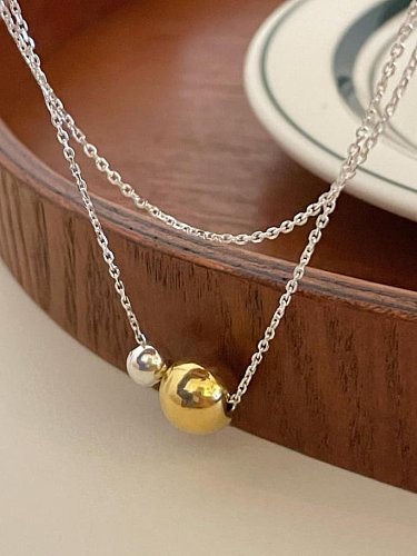 925 Sterling Silver Round Ball Minimalist Multi Strand Necklace