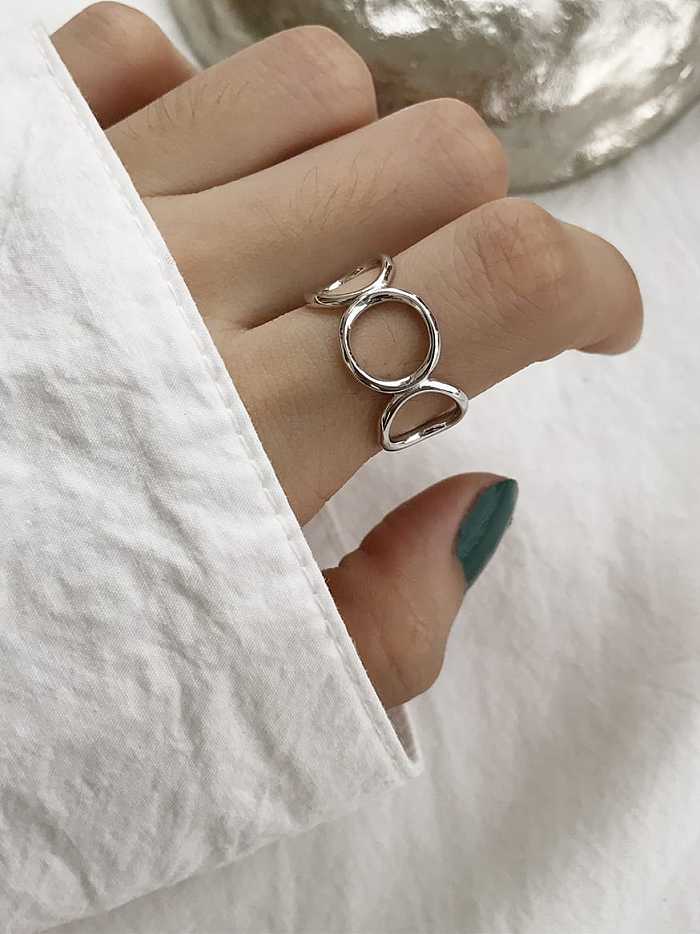 925 Sterling Silver Minimalist Hollow Round Free Size Ring