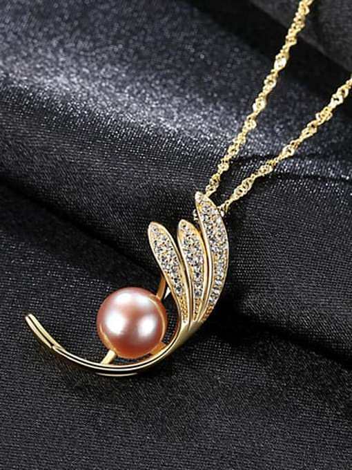 925 Sterling Silver Freshwater Pearl Leaf pendant Necklace