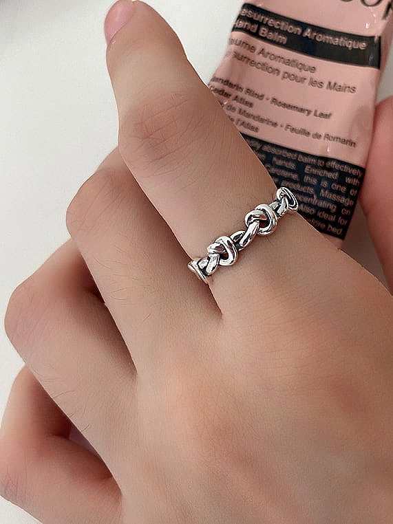 925 Sterling Silver Round Bead Vintage Band Ring