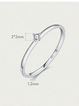 925 Sterling Silver Moissanite Geometric Minimalist Band Ring