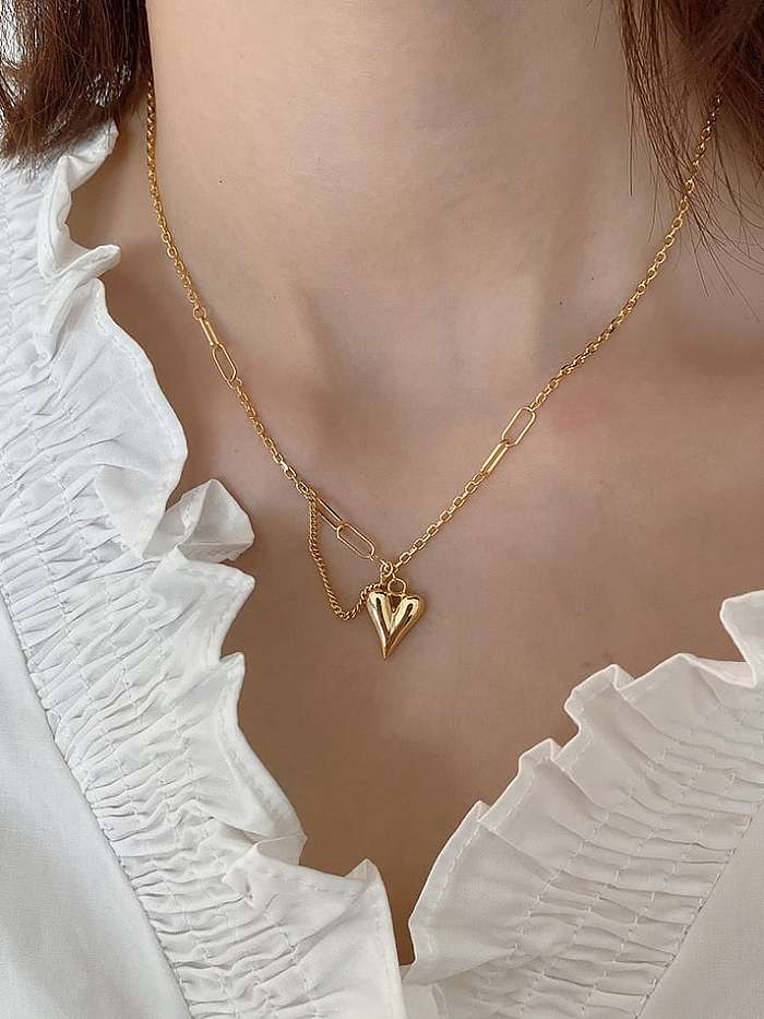 925 Sterling Silver smooth Heart Vintage Necklace