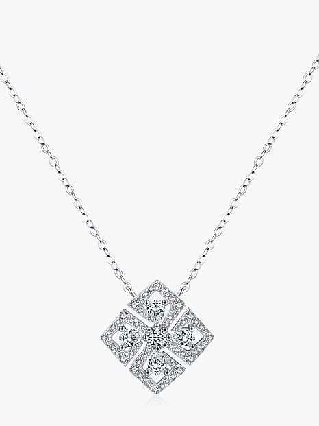 925 Sterling Silver Cubic Zirconia Geometric Minimalist Necklace