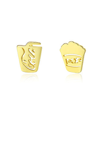 Boucles d'oreilles géométriques simplistes en argent sterling 925 avec plaqué or