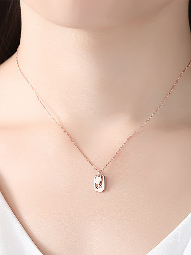 925 Sterling Silver With Rose Gold Plated Simplistic Square Necklaces