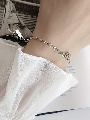 925 Sterling Silver Smiley Face Tassel Bracelet