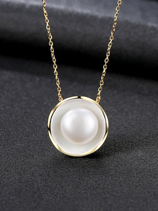 New Pure Silver Natural Freshwater Pearl Pendant Necklace