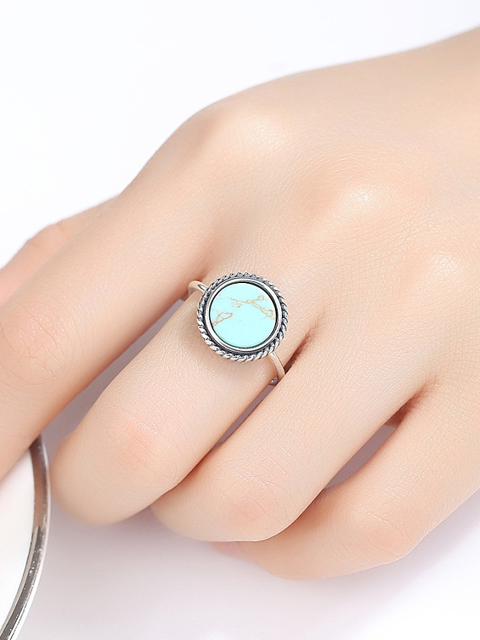 925 Sterling Silver With Platinum Plated Simplistic Round Free Size Rings