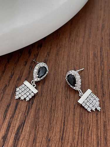 Boucles d'oreilles pendantes vintage géométriques en argent sterling 925 avec oxyde de zirconium