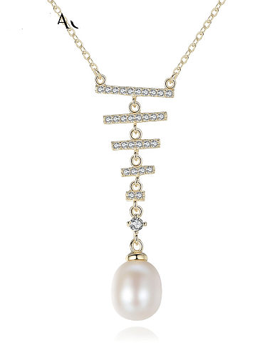 Collar colgante de perlas de agua dulce de plata esterlina l925