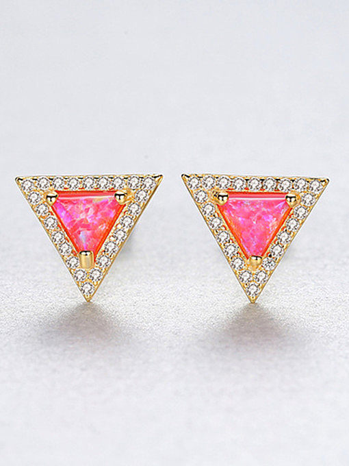 Boucles d'oreilles en argent sterling 925 avec opale triangle simpliste