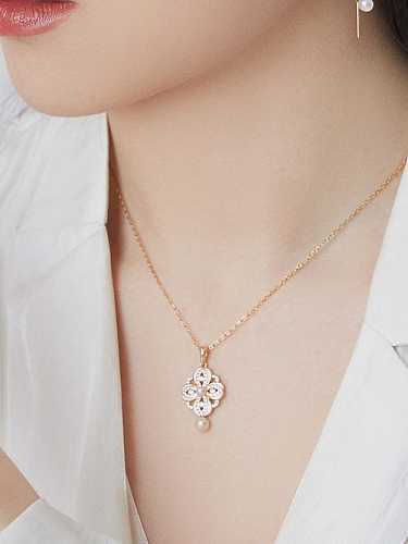 925 Sterling Silver Cubic Zirconia Flower Dainty Necklace