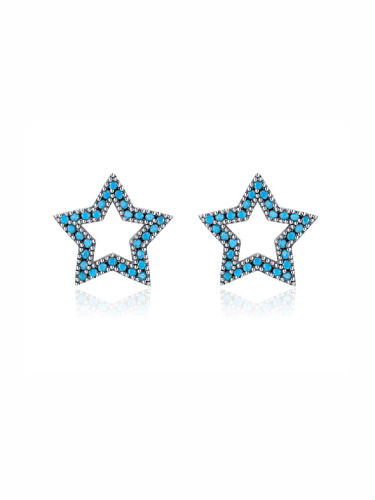 925 Sterling Silver Turquoise Five-Pointed Star Vintage Stud Earring