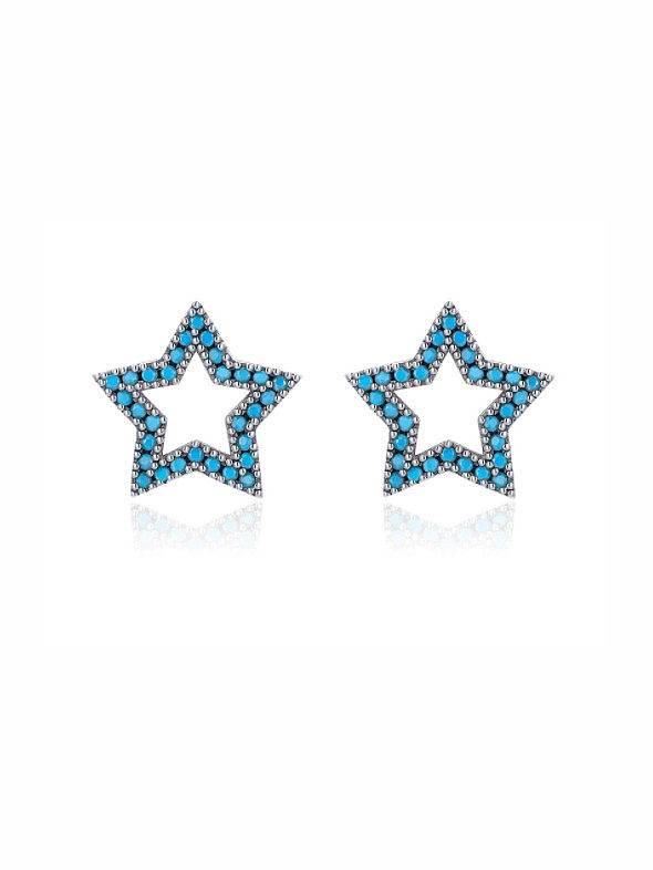 925 Sterling Silver Turquoise Five-Pointed Star Vintage Stud Earring