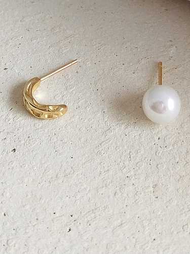 Pendiente lindo irregular de la asimetría de la perla de imitación de la plata esterlina 925