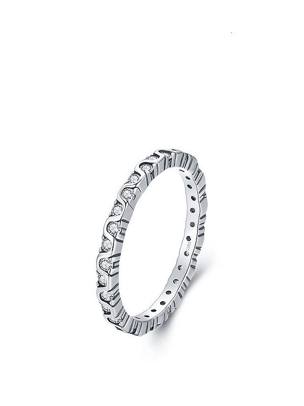 925 Sterling Silver Cubic Zirconia Ripple Classic Band Ring