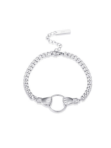 Bracelets en argent sterling 925 avec chaîne de personnalité plaquée platine