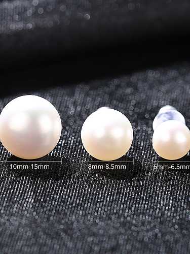 925 Sterling Silver Freshwater Pearl Round Minimalist Stud Earring