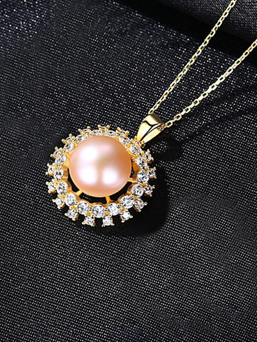 925 Sterling Silver With Artificial Pearl Simplistic Round Necklaces