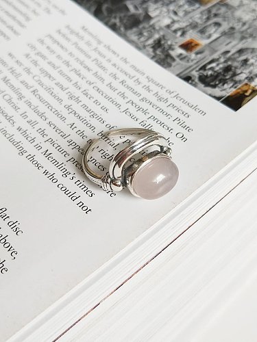 925 Sterling Silver Minimalist Pink Crystal Free Size Midi Ring