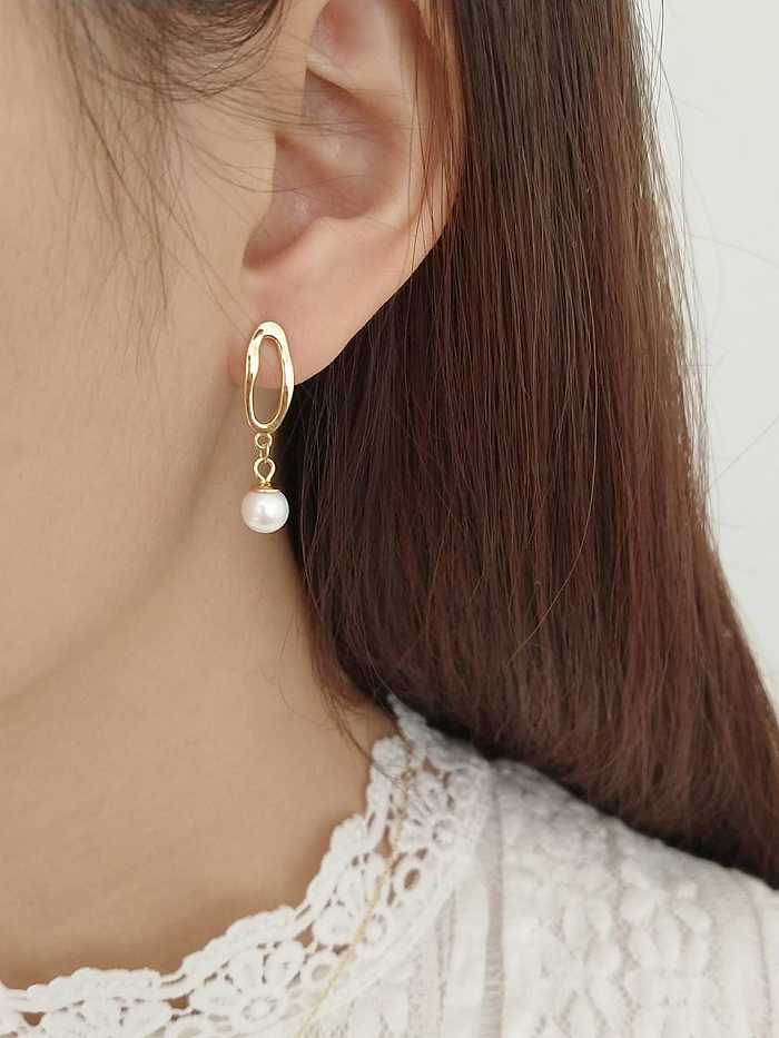 925 Sterling Silver Special Shaped Shell Ball Minimalist Drop Earring