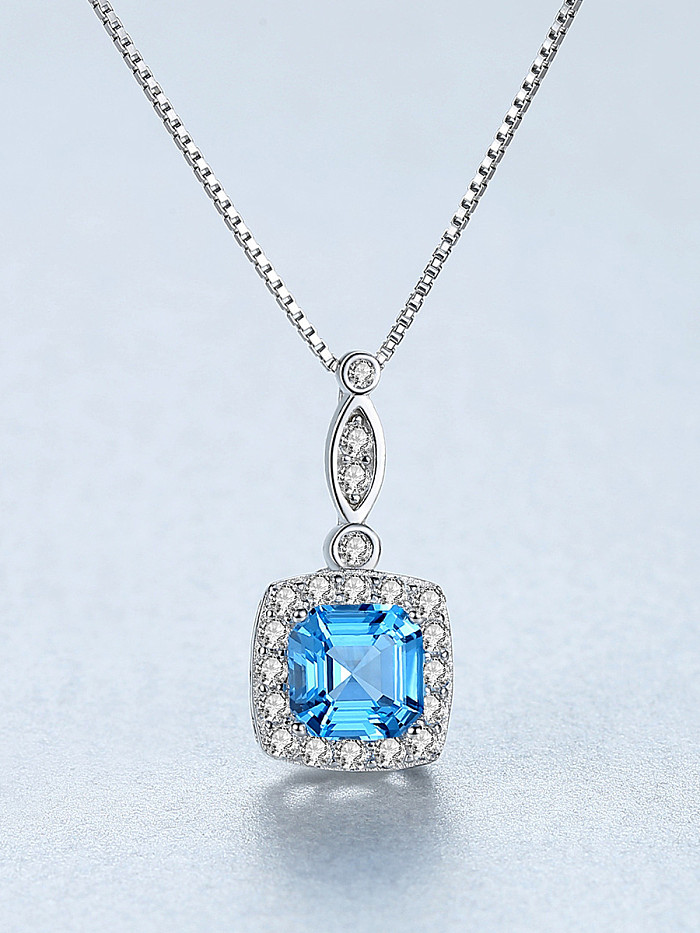 925 Sterling Silver With Platinum Plated Delicate Square Necklaces