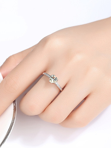 925 Sterling Silver With Cubic Zirconia Simplistic Heart Band Rings