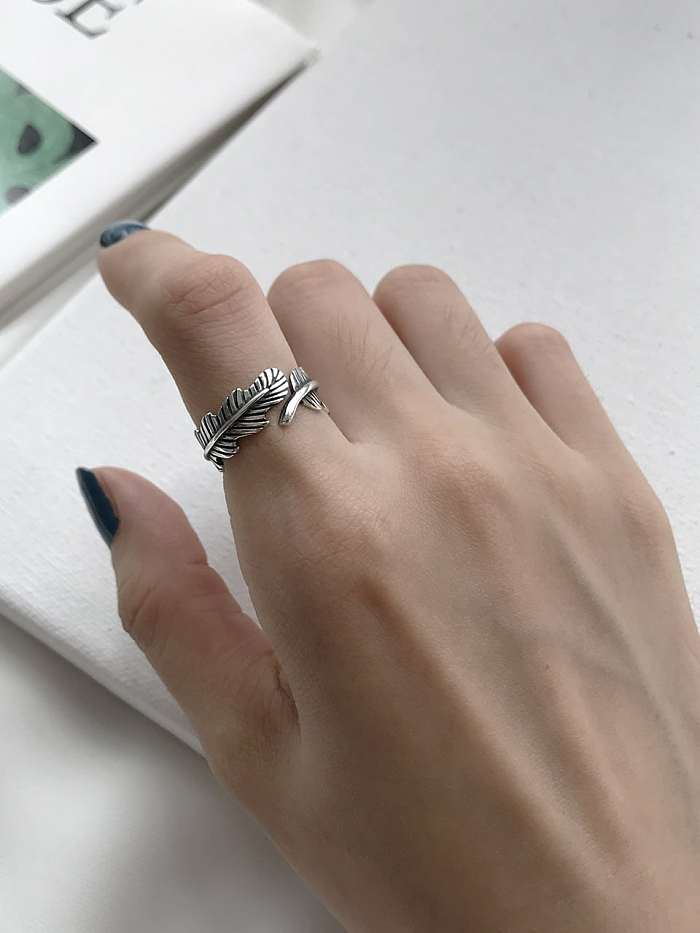 925 Sterling Silver Feather Artisan Geeky Ring