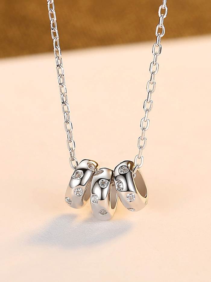 Collar minimalista geométrico de diamantes de imitación de plata de ley 925