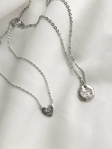 Trend-Initialen-Halskette mit rundem Herz aus 925er Sterlingsilber