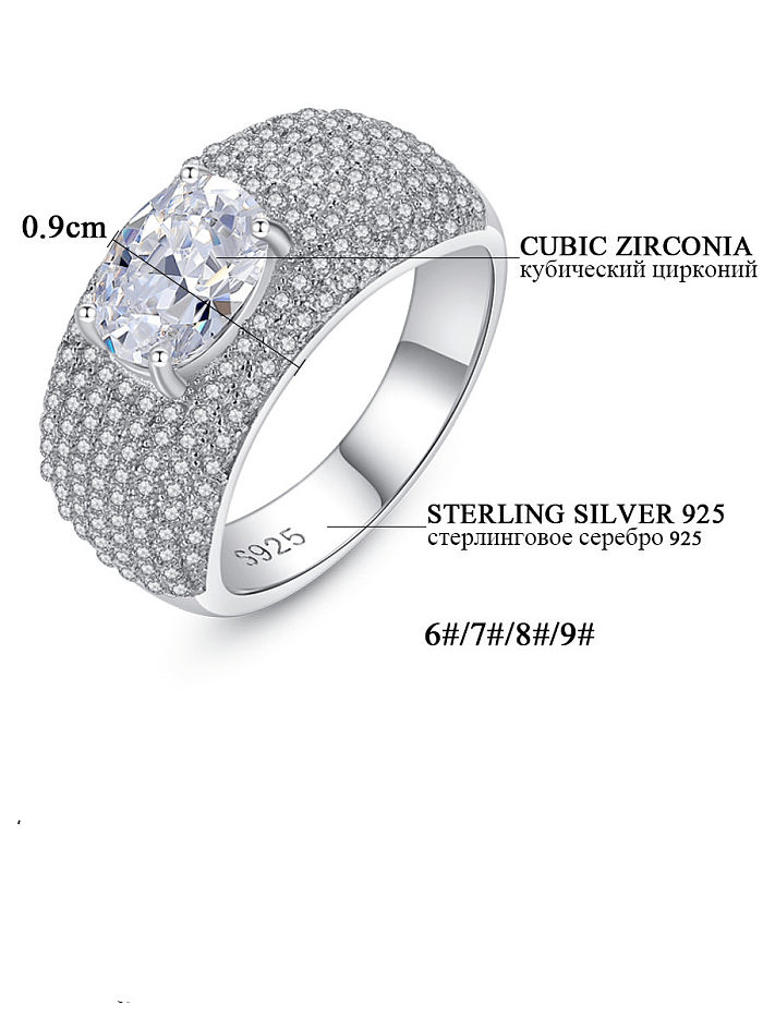 خاتم من الفضة الإسترليني عيار 925 مرصع بحجر الزركونيا بتصميم هندسي فاخر