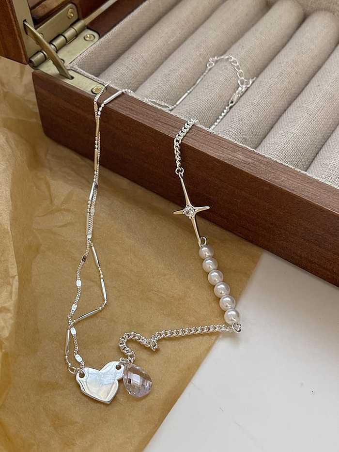 Unregelmäßige, minimalistische, mehrsträngige Halskette aus 925er Sterlingsilber