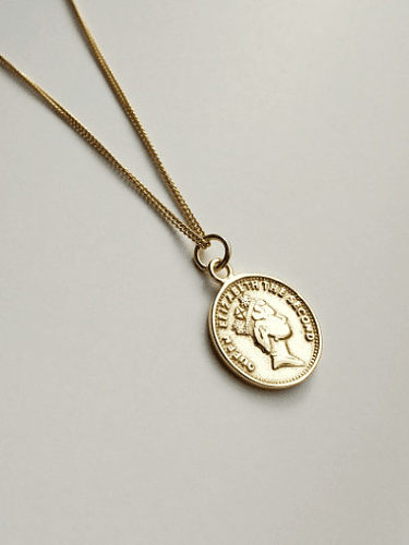 Collier pendentif portrait vintage rond en argent sterling 925