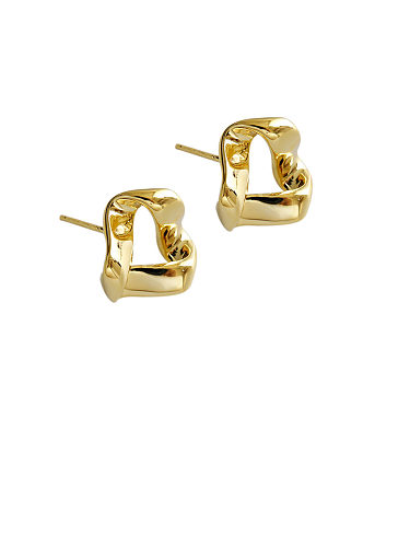 Boucles d'oreilles géométriques creuses simplistes en argent sterling 925 avec plaqué or