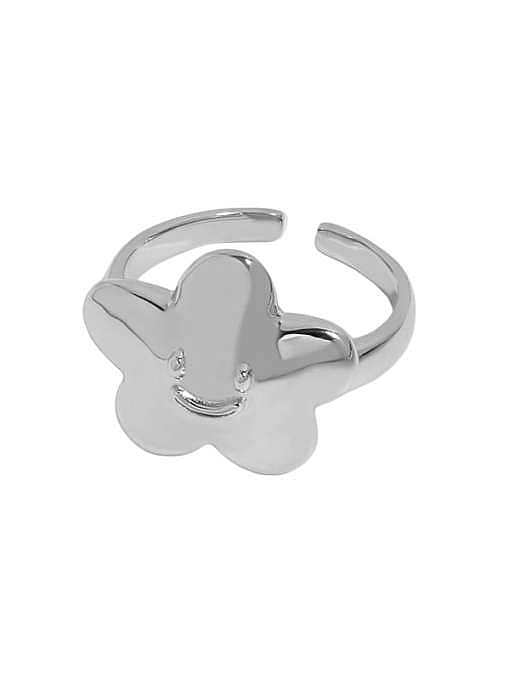 925 Sterling Silver Smotth Flower Minimalist Band Ring