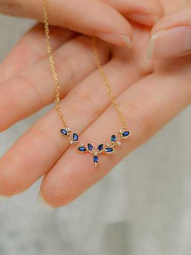 925 Sterling Silber Kristall blaue Geweih zierliche Halskette