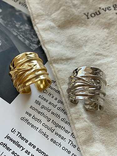 Anel de banda artesanal irregular de prata esterlina 925