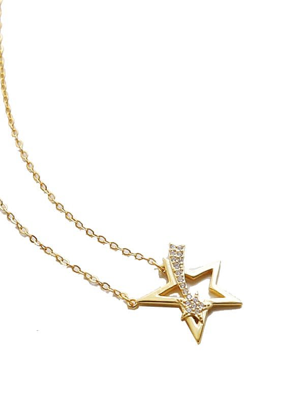 Collar delicado de estrella de oro con diamantes de imitación de plata de ley 925