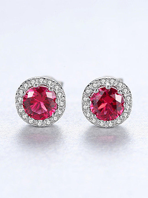 925 Sterling Silver With Cubic Zirconia Delicate Round Stud Earrings