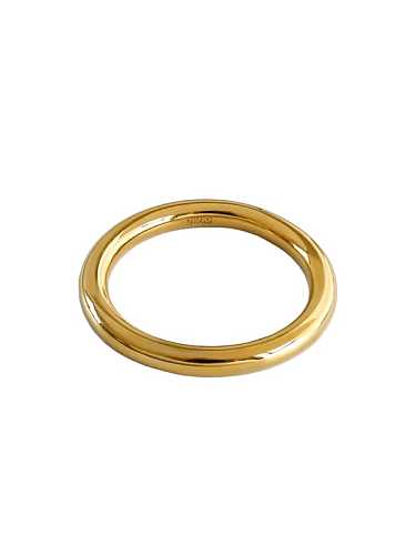 Anéis redondos simples de prata esterlina 925 banhados a ouro
