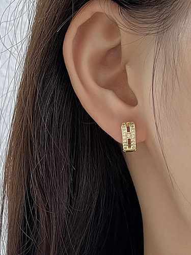 925 Sterling Silver Cubic Zirconia Geometric Hip Hop Huggie Earring