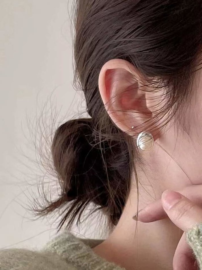 925 Sterling Silver Imitation Pearl Round Vintage Stud Earring
