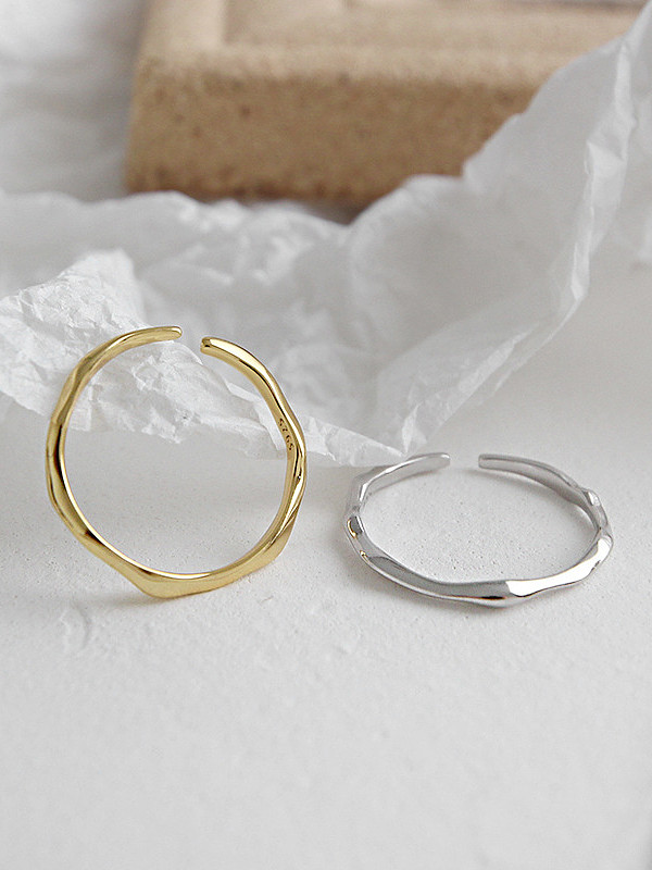925 Sterling Silver With Glossy Simplistic Round free size Rings