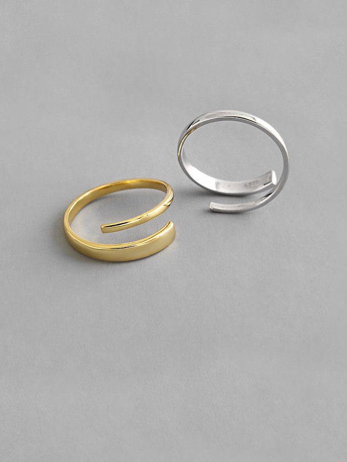 925 Sterling Silver With Gold Plated Simplistic Wrong Double Layer Free Size Rings