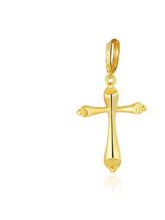 Pendientes de clip de plata de ley 925 con cruz simplista chapada en oro